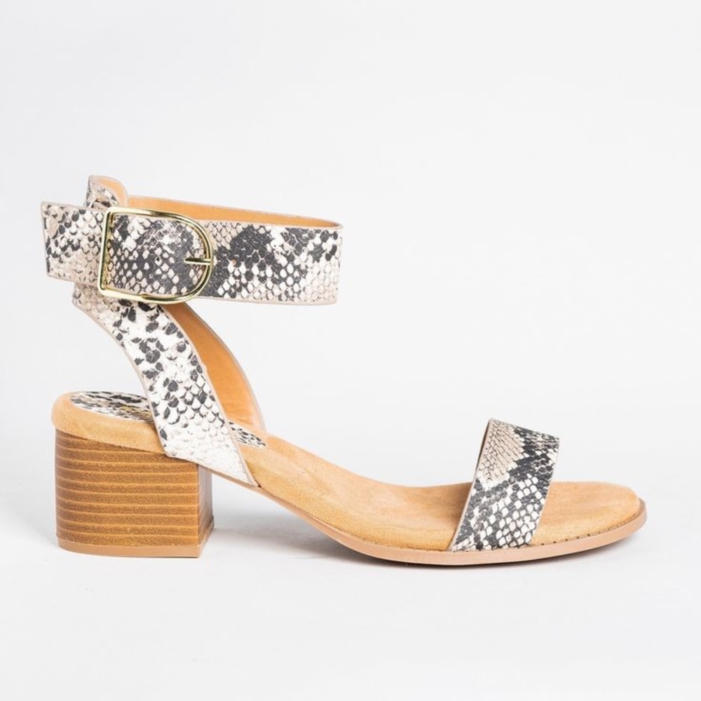 Snake Print Mid-heeled Sandals